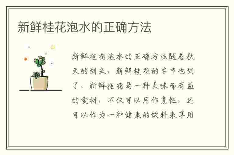 新鲜桂花泡水的正确方法